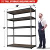 imageWORKPRO 5Tier Metal Storage Shelving Unit 36W x 18D x 72H Adjustable Storage Rack Heavy Duty Shelf with Particle Board 4000 lbs Load Capacity Total for Garage Warehouse BlackSilverBlackSilver