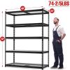 imageWORKPRO 5Tier Metal Storage Shelving Unit 48W x 24D x 72H Adjustable Storage Rack Heavy Duty Shelf 4000 lbs Load Capacity Total for Garage Kitchen Bathroom Warehouse BlackSliverBlack