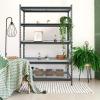 imageWORKPRO 5Tier Metal Storage Shelving Unit 48W x 24D x 72H Adjustable Storage Rack Heavy Duty Shelf 4000 lbs Load Capacity Total for Garage Kitchen Bathroom Warehouse BlackSliverBlackSliver