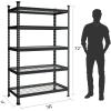 imageWORKPRO 5Tier Metal Storage Shelving Unit 48W x 24D x 72H Adjustable Storage Rack Heavy Duty Shelf 4000 lbs Load Capacity Total for Garage Kitchen Bathroom Warehouse BlackSliverGrey