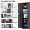 imageWORKPRO Storage Cabinet Metal Garage Cabinets with Doors and Shelves Tall Locking Steel Cabinet for Tools Office Home Shops 71quot H x 3112quot W x 1534quot D 900 LBS Load CapacityTotal Black 4 Keys