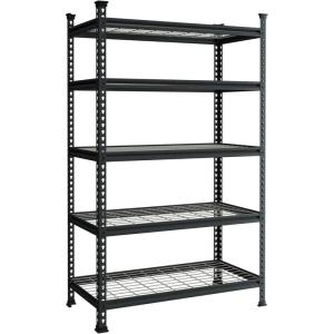 imageWORKPRO 5Tier Metal Storage Shelving Unit 48W x 24D x 72H Adjustable Storage Rack Heavy Duty Shelf 4000 lbs Load Capacity Total for Garage Kitchen Bathroom Warehouse BlackSliverGrey