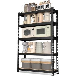 imageWORKPRO 5Tier Steel Shelving UnitBlack 35310W x 1712D x 72H Adjustable Storage Rack Heavy Duty Shelf with MDF Board 1650 lbs Load Capacity Total for Garage Basement Warehouse Kitchen1
