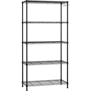 imageWORKPRO Storage Shelves 5 Tier Metal Shelving Unit Garage Wire Rack Standing Adjustable Shelves with Hooks for Pantry Closet Kitchen Basement 30quot W x 14quot D x 60quot H Capacity 750 LBSTotal30 W x 14 D x 60 H