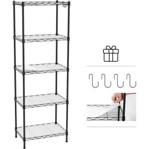 imageWORKPRO Storage Shelves 5 Tier Metal Shelving Unit Garage Wire Rack Standing Adjustable Shelves with Hooks for Pantry Closet Kitchen Basement 30quot W x 14quot D x 60quot H Capacity 750 LBSTotal1738W x 1112D x 5112H