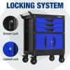 imageWORKPRO 275 Inch 3Drawer Rolling Tool Chest with Wheels Portable Steel Tool Cabinets with Drawers Liners and Locking System for Warehouse Garage Black and Blue