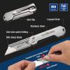 imageWORKPRO 3Pack Folding Utility Knife Quick Change Blades Box Cutter EDC Foldable Pocket Utility Knife Sets with Belt ClipSilverstainless Steel
