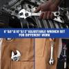 imageWORKPRO 4piece Adjustable Wrench Set Forged Heat Treated Chromeplated 6inch 8inch 10inch 12inch6inch  8inch  10inch  12inch