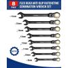 imageWORKPRO 8piece FlexHead Ratcheting Combination Wrench Set Metric 917 mm 72Teeth CrV Constructed Nickel Plating with Organization BagMetric