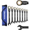 imageWORKPRO 8piece FlexHead Ratcheting Combination Wrench Set Metric 917 mm 72Teeth CrV Constructed Nickel Plating with Organization BagMetric