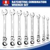 imageWORKPRO 8piece FlexHead Ratcheting Combination Wrench Set Metric 917 mm 72Teeth CrV Constructed Nickel Plating with Organization BagMetric