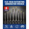 imageWORKPRO 8piece FlexHead Ratcheting Combination Wrench Set Metric 917 mm 72Teeth CrV Constructed Nickel Plating with Organization BagMetric