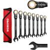 imageWORKPRO 8piece FlexHead Ratcheting Combination Wrench Set Metric 917 mm 72Teeth CrV Constructed Nickel Plating with Organization BagSAE