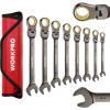 imageWORKPRO 8piece FlexHead Ratcheting Combination Wrench Set Metric 917 mm 72Teeth CrV Constructed Nickel Plating with Organization BagSAE