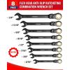 imageWORKPRO 8piece FlexHead Ratcheting Combination Wrench Set Metric 917 mm 72Teeth CrV Constructed Nickel Plating with Organization BagSAE