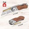 imageWORKPRO Folding Utility Knife with Belt Clip and Extra 10piece Blades Wood Handle Heavy Duty Cutter Quickchange ampamp Back Lock