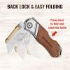 imageWORKPRO Folding Utility Knife with Belt Clip and Extra 10piece Blades Wood Handle Heavy Duty Cutter Quickchange ampamp Back Lock