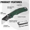 imageWORKPRO Folding Utility Knife with Stainless Steel Head Quickchange Blade ampamp Back Lock Wood Handle Heavy Duty Box Cutter 1PC Razor Knife with Extra 10PC SK5 BladesGreen G10