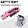 imageWORKPRO Folding Utility Knife with Stainless Steel Head Quickchange Blade ampamp Back Lock Wood Handle Heavy Duty Box Cutter 1PC Razor Knife with Extra 10PC SK5 BladesPink G10