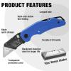 imageWORKPRO Folding Utility Knife with Stainless Steel Head Quickchange Blade ampamp Back Lock Wood Handle Heavy Duty Box Cutter 1PC Razor Knife with Extra 10PC SK5 BladesBlue G10