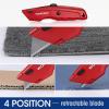 imageWORKPRO Premium Utility Knife Retractable All Metal Heavy Duty Box Cutter Quick Change Blade Razor Knife with 10 Extra BladesRed