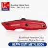 imageWORKPRO Premium Utility Knife Retractable All Metal Heavy Duty Box Cutter Quick Change Blade Razor Knife with 10 Extra BladesRed