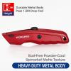 imageWORKPRO Premium Utility Knife Retractable All Metal Heavy Duty Box Cutter Quick Change Blade Razor Knife with 10 Extra BladesRed