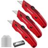imageWORKPRO Premium Utility Knife Retractable All Metal Heavy Duty Box Cutter Quick Change Blade Razor Knife with 10 Extra BladesRed