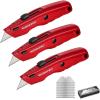 imageWORKPRO Premium Utility Knife Retractable All Metal Heavy Duty Box Cutter Quick Change Blade Razor Knife with 10 Extra BladesRed