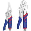 imageWORKPRO 2Piece Locking Pliers Set CRV Steel Locking Pliers 7 Inch Curved Jaw and 612 Inch Long Nose Quick Release Fit for Clamping Twisting Welding