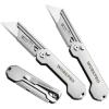 imageWORKPRO 3Pack Folding Utility Knife Quick Change Blades Box Cutter EDC Foldable Pocket Utility Knife Sets with Belt ClipSilverstainless Steel