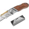 imageWORKPRO Folding Utility Knife with Belt Clip and Extra 10piece Blades Wood Handle Heavy Duty Cutter Quickchange ampamp Back Lock