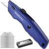 imageWORKPRO Premium Utility Knife Retractable All Metal Heavy Duty Box Cutter Quick Change Blade Razor Knife with 10 Extra BladesBlue