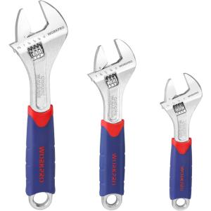 imageWORKPRO 3piece Adjustable Wrench Set CRV with Rubberized AntiSlip Grips 10inch 8inch 6inch