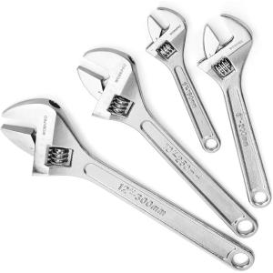imageWORKPRO 4piece Adjustable Wrench Set Forged Heat Treated Chromeplated 6inch 8inch 10inch 12inch6inch  8inch  10inch  12inch