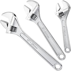 imageWORKPRO 4piece Adjustable Wrench Set Forged Heat Treated Chromeplated 6inch 8inch 10inch 12inch6inch  8inch  10inch
