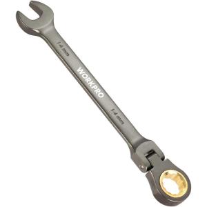 imageWORKPRO 8piece FlexHead Ratcheting Combination Wrench Set Metric 917 mm 72Teeth CrV Constructed Nickel Plating with Organization Bag14mm