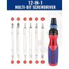 imageWORKPRO 12in1 Ratcheting MultiBit Screwdriver Set Quickload Mechanism Screwdriver with Double End Bits in HandleStandard