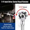 imageWORKPRO 14quot Drive Swivel Head Ratchet 72Tooth 270 Rotation Quick Release ampamp Reversible CrMo Head Chrome Finish Ideal for Tight Spaces ampamp Precision Tasks