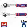 imageWORKPRO 14quot Drive Swivel Head Ratchet 72Tooth 270 Rotation Quick Release ampamp Reversible CrMo Head Chrome Finish Ideal for Tight Spaces ampamp Precision Tasks