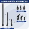 imageWORKPRO 18Piece Impact Socket Extension Set Includes Socket Adapters Ratchet Extension Set Socket Extension Bar Swivel Universal Joints and Impact Coupler 14quot 38quot ampamp 12quot Drive9PCS