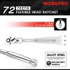 imageWORKPRO 4Piece Flex Head Ratchet Set 14quot 38quot 12quot Drive 38quot Stubby 72Tooth Ratchet with Chromium Plating Quick Release Reversible Design 5 Degree Swing38 Drive