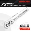 imageWORKPRO 4Piece Flex Head Ratchet Set 14quot 38quot 12quot Drive 38quot Stubby 72Tooth Ratchet with Chromium Plating Quick Release Reversible Design 5 Degree Swing14 Drive