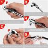 imageWORKPRO 4Piece Flex Head Ratchet Set 14quot 38quot 12quot Drive 38quot Stubby 72Tooth Ratchet with Chromium Plating Quick Release Reversible Design 5 Degree Swing38 Drive