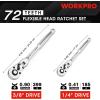 imageWORKPRO 4Piece Flex Head Ratchet Set 14quot 38quot 12quot Drive 38quot Stubby 72Tooth Ratchet with Chromium Plating Quick Release Reversible Design 5 Degree Swing14  38 Drive