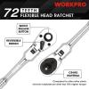 imageWORKPRO 4Piece Flex Head Ratchet Set 14quot 38quot 12quot Drive 38quot Stubby 72Tooth Ratchet with Chromium Plating Quick Release Reversible Design 5 Degree Swing38 Drive