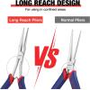 imageWORKPRO 7 Inches Needle Nose Pliers Mini Long Needle Nose Pliers with Smooth Jaws Small Long Reach Pliers for Jewelry Making Bending Wire and Small Object Gripping Work On Narrow Place