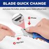 imageWORKPRO Folding Utility Knife Heavy Duty Metal Quick Open Axis Lock Box Cutter Quick Change Blade Razor Knife 1PC with 10 Extra SK5 BladesAxis Lock Bright Blue