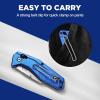imageWORKPRO Folding Utility Knife Heavy Duty Metal Quick Open Axis Lock Box Cutter Quick Change Blade Razor Knife 1PC with 10 Extra SK5 BladesAxis Lock Bright Blue