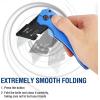 imageWORKPRO Folding Utility Knife Heavy Duty Metal Quick Open Axis Lock Box Cutter Quick Change Blade Razor Knife 1PC with 10 Extra SK5 BladesButton Lock Blue